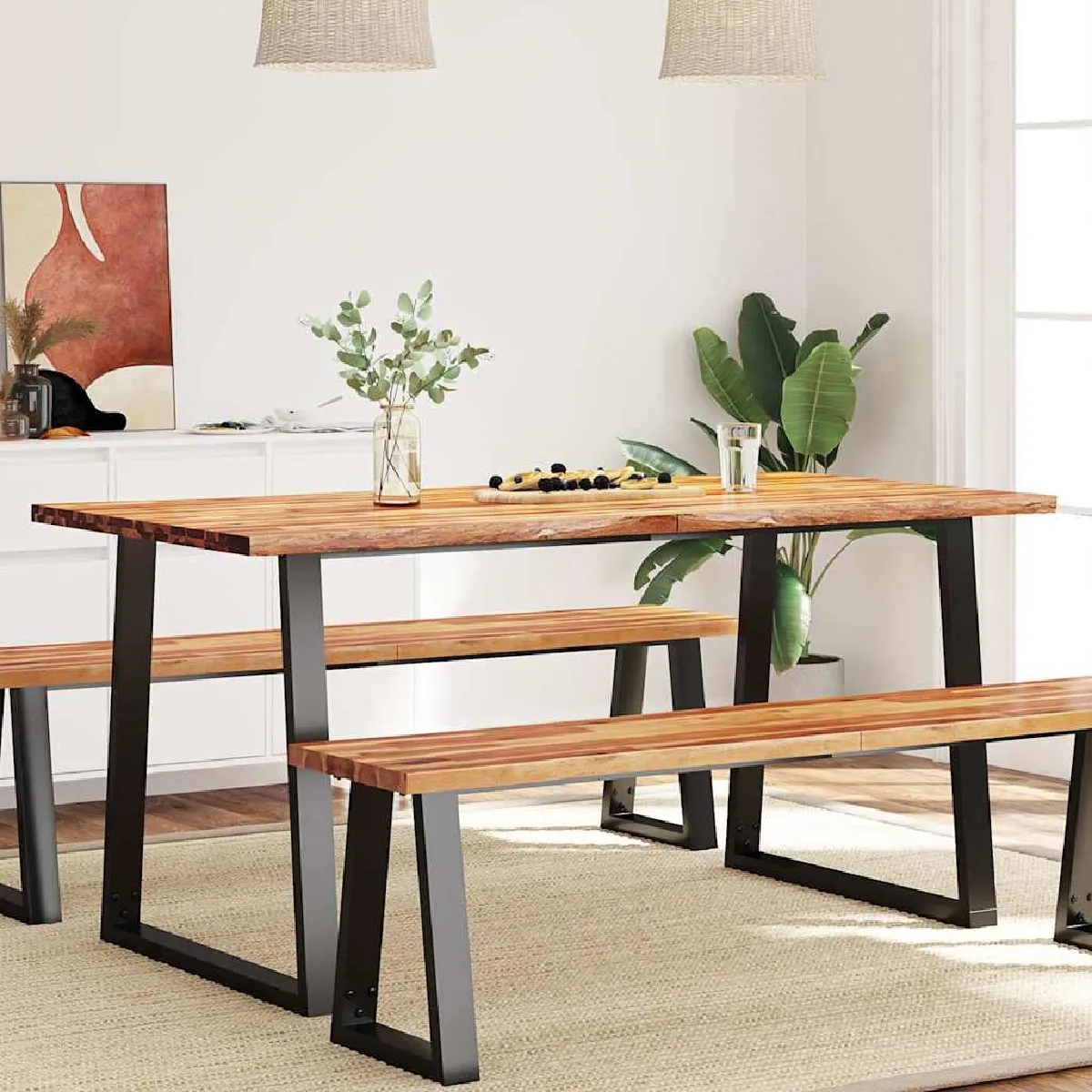 Vidaxl Table à manger 160x80x75 cm bois d'acacia solide à bord vif