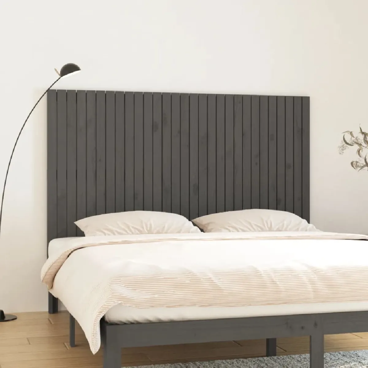 VIDAXL  T&ecirc;te de lit murale Gris 185x3x110 cm Bois massif de pin