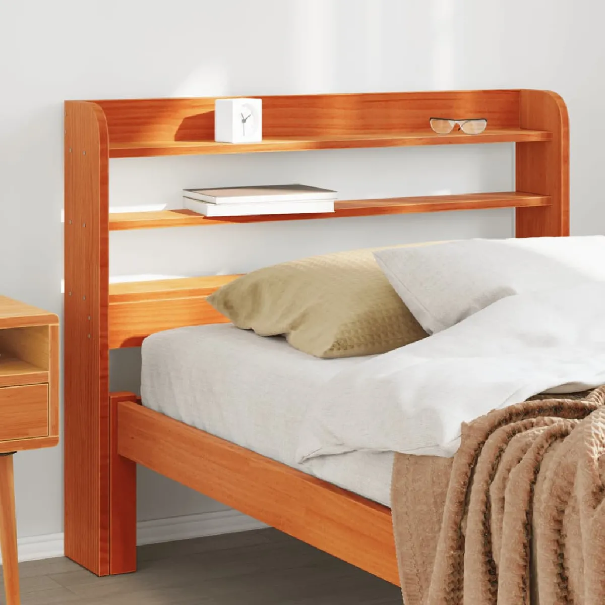 Vidaxl Tête de lit avec étagères marron cire 100 cm bois massif de pin
