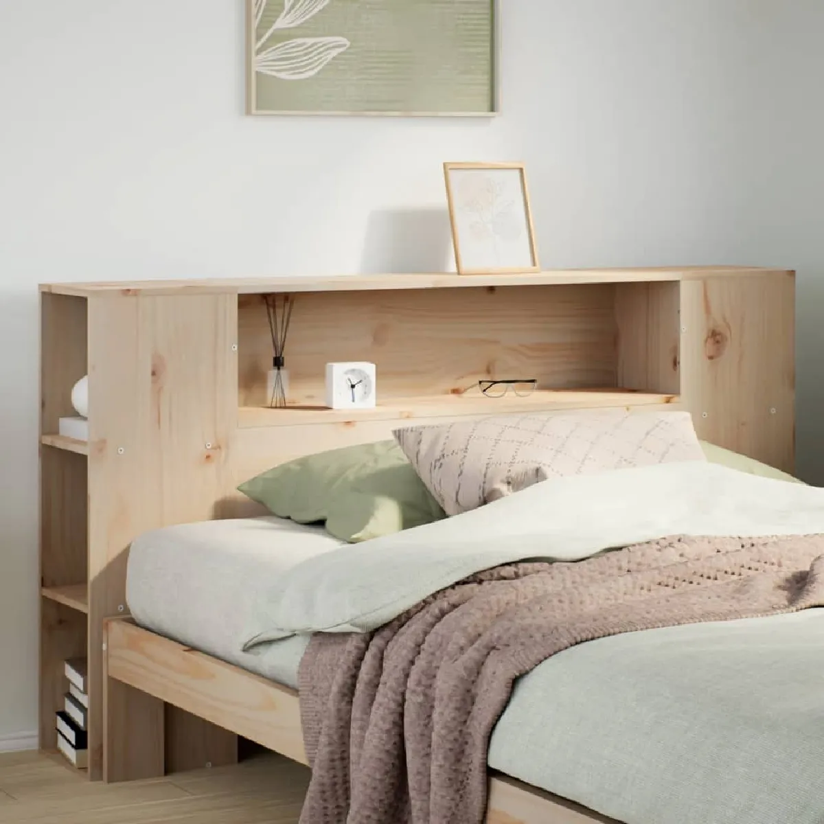 vidaXL Tête de lit avec rangement 160 cm bois massif de pin