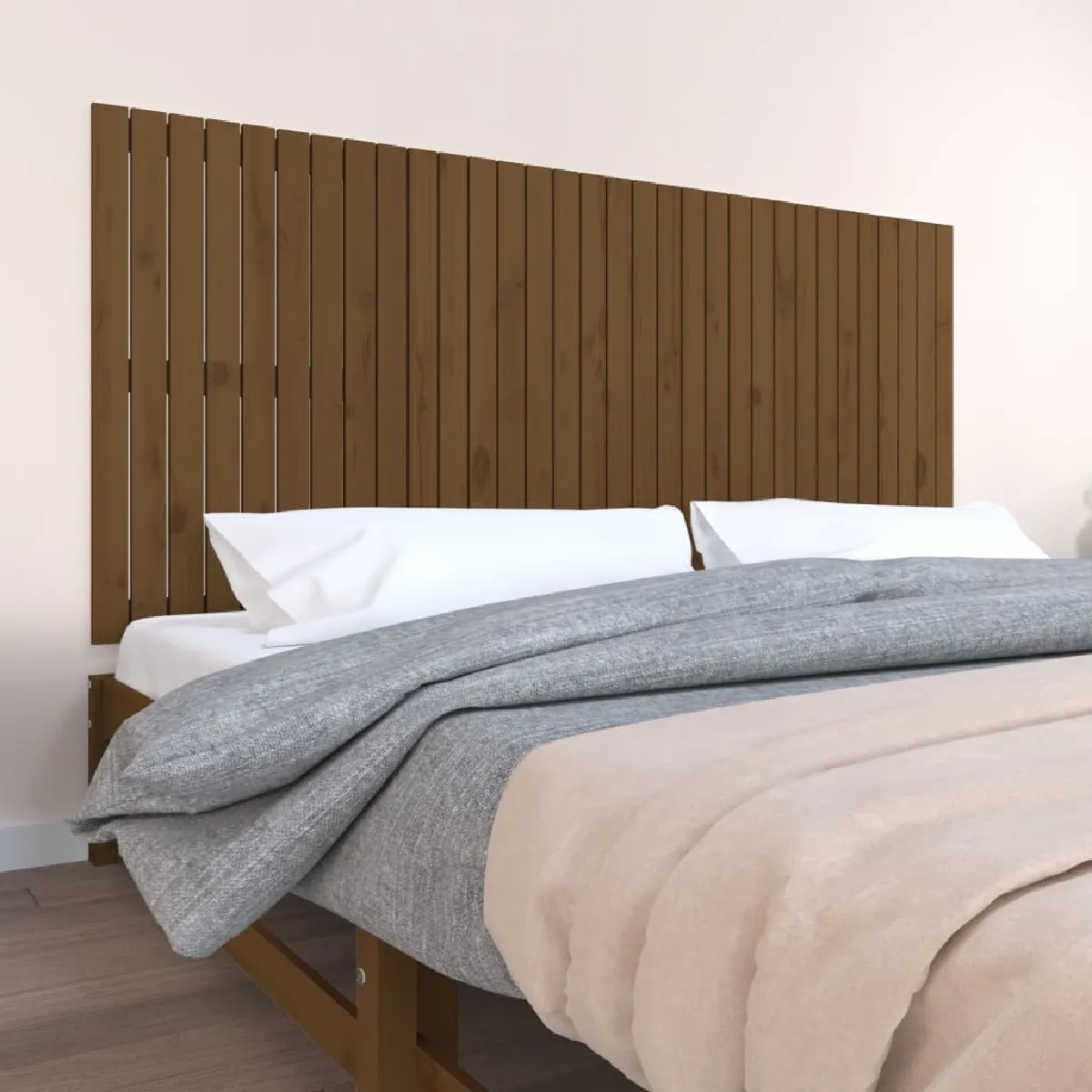 VIDAXL  T&ecirc;te de lit murale Marron miel 204x3x90 cm Bois massif de pin