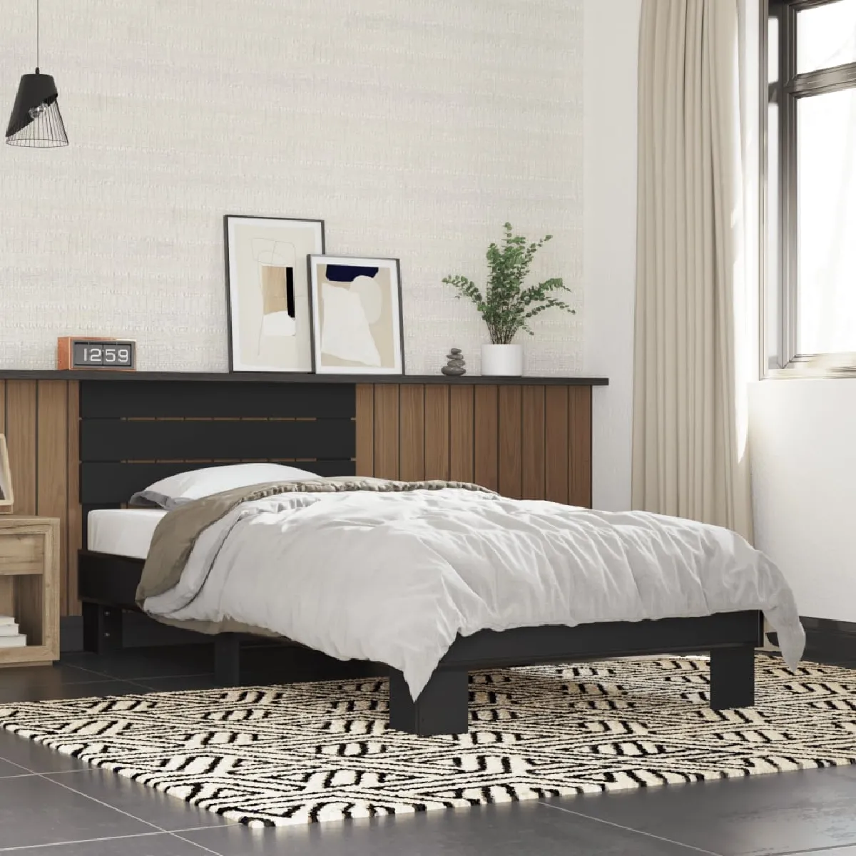 Vidaxl Noir Cadre De Lit Sans Matelas 90X200 Cm