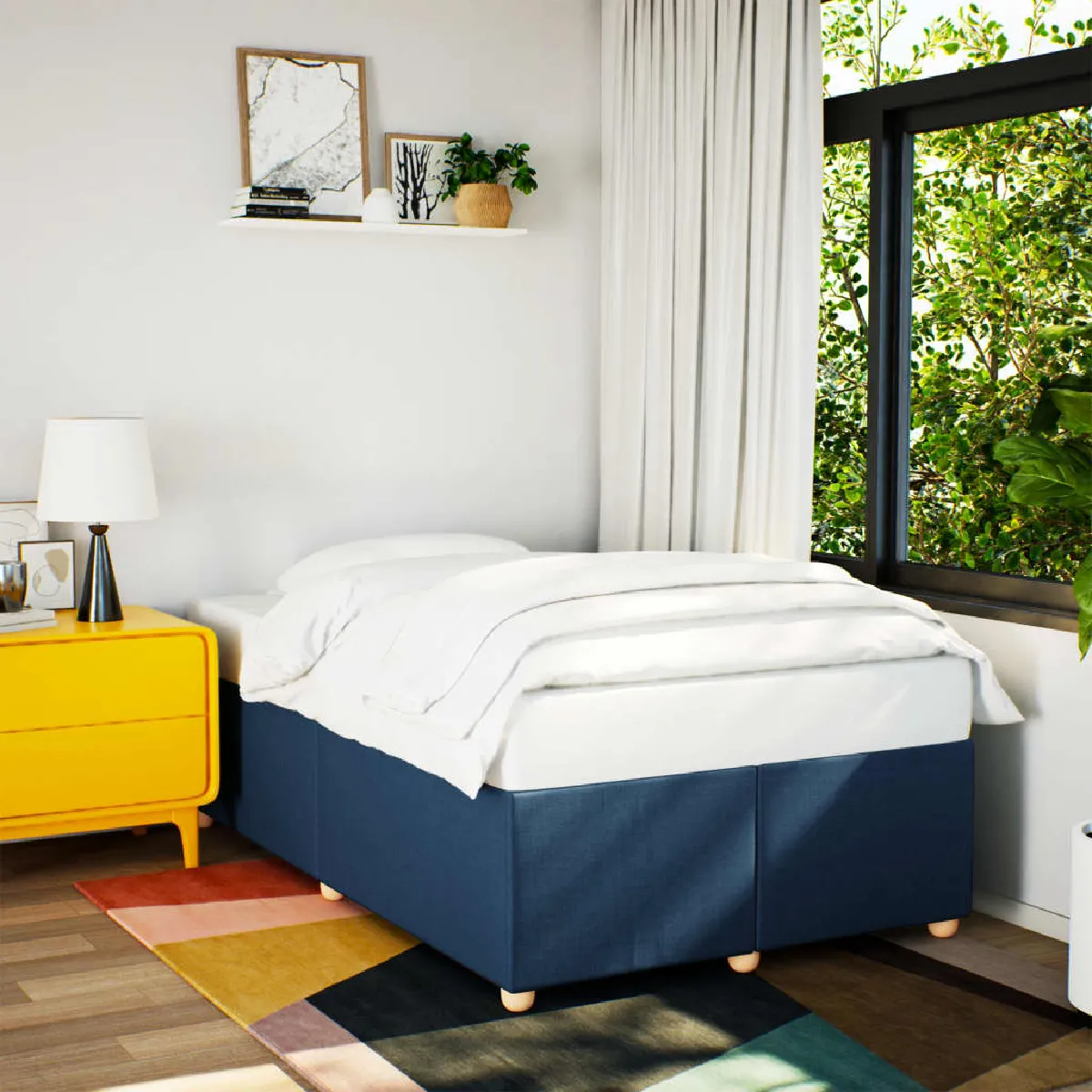 Vidaxl Bleu Cadre De Lit Sans Matelas 120X200 Cm Tissu