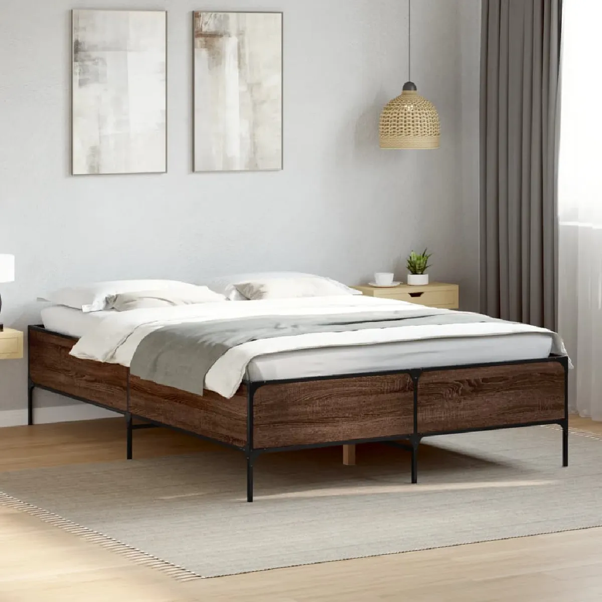 Vidaxl Marron Cadre De Lit Sans Matelas Chêne 140X190 Cm