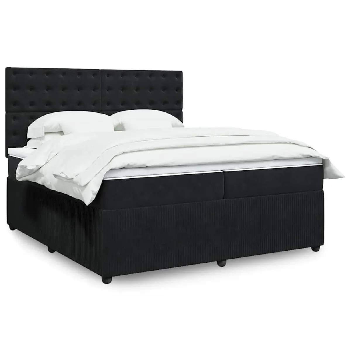 vidaXL Sommier à lattes de lit et matelas Noir 200x200 cm Velours