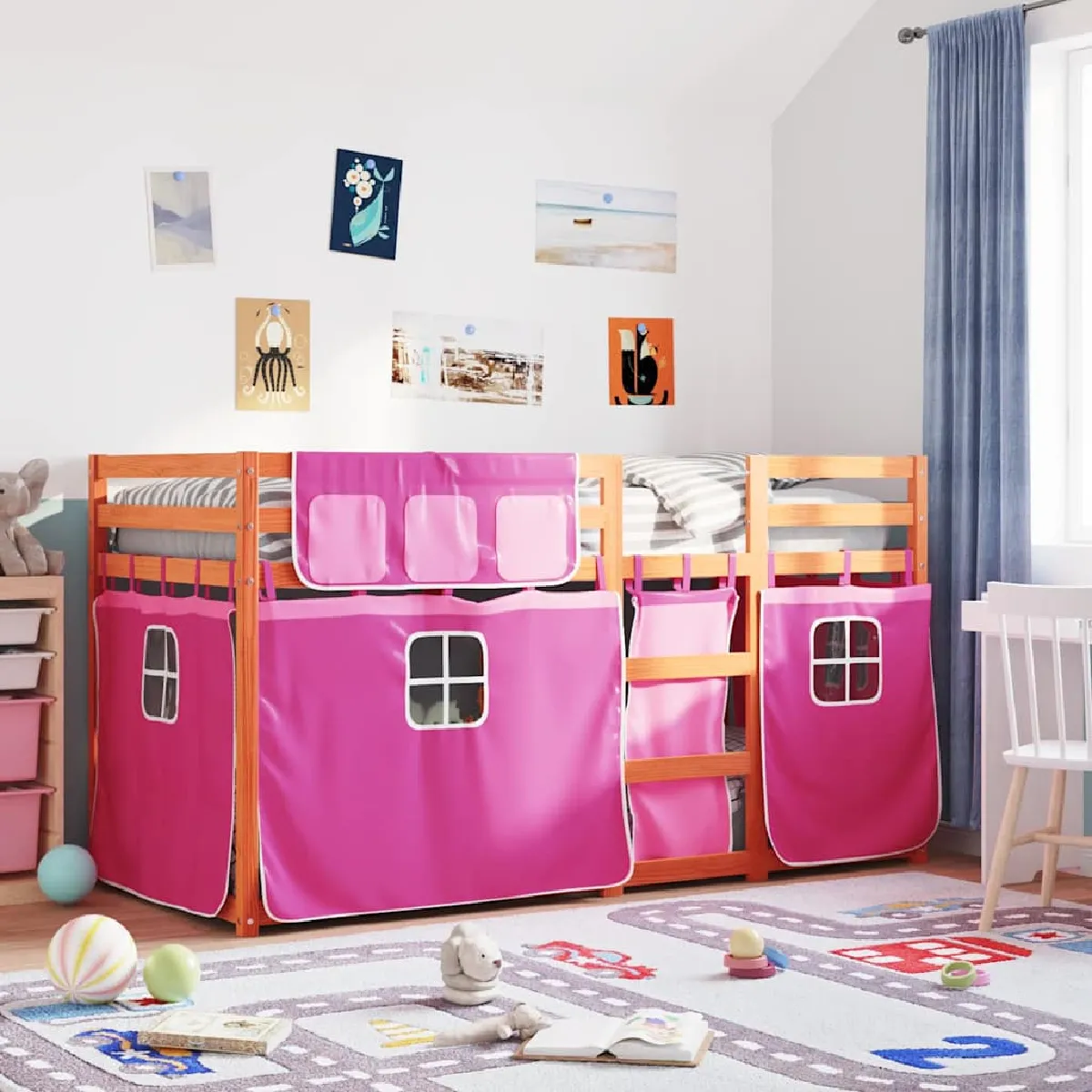 vidaXL Lit superposé sans matelas rose 80x200 cm bois de pin massif