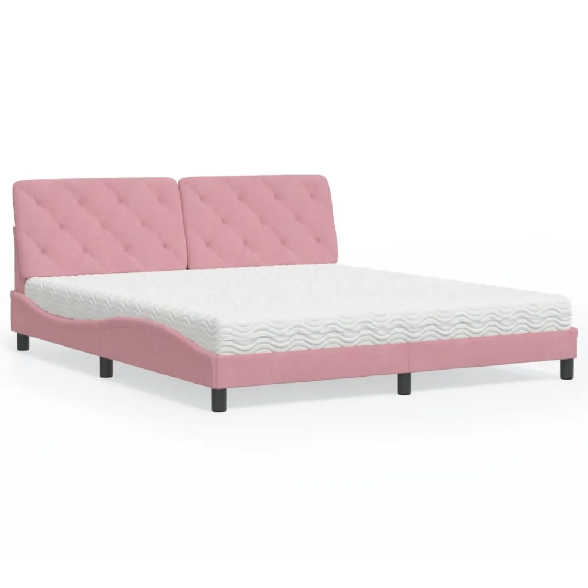 VidaXL Lit avec matelas 180x200 cm Velours - vue 6