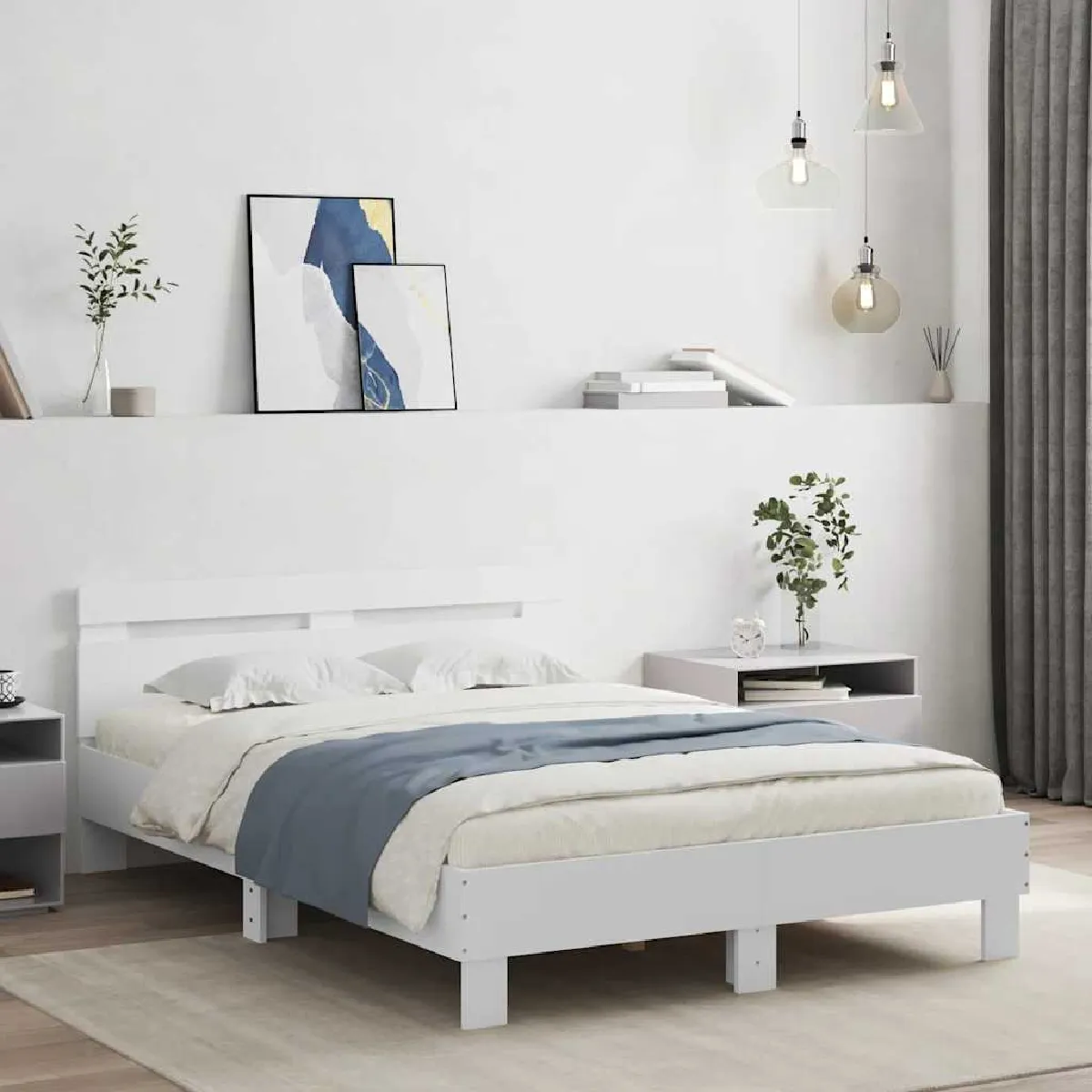 Non Communiqué Blanc Cadre De Lit Avec Led Sans Matelas 120X200 Cm - Image 3