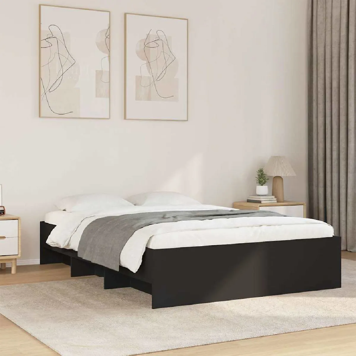 vidaXL Cadre de lit sans matelas noir 120x200 cm