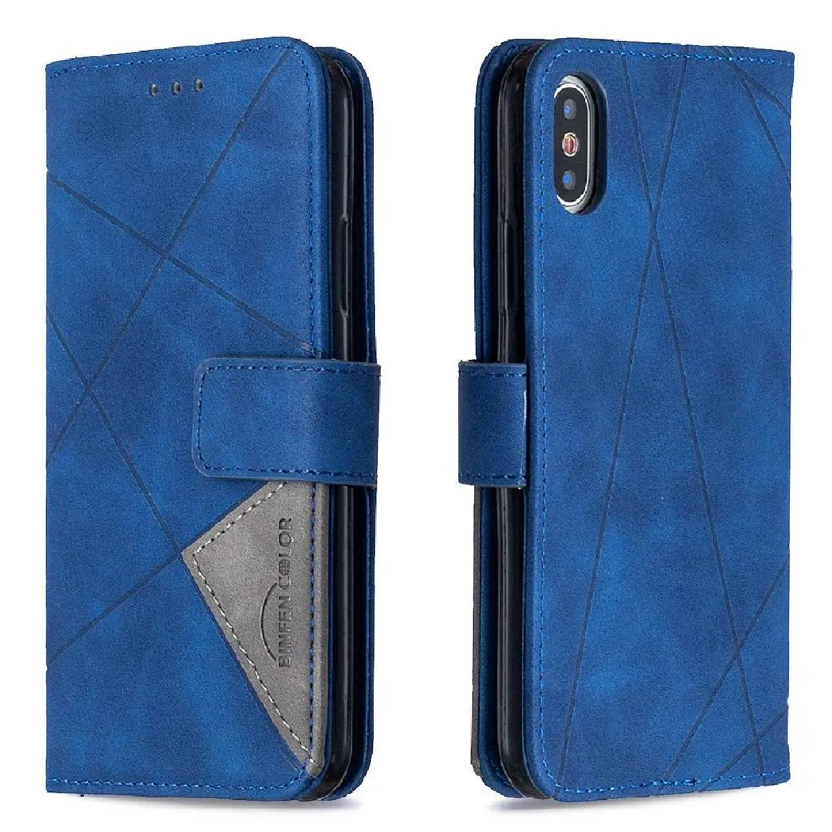 Générique Bleu Étui Portefeuille Magnétique Apple Iphone Xs