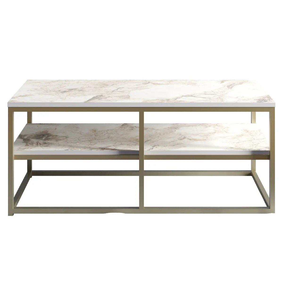 Meilleurs prix pour Forteus Table basse 110 cm - Effet marbre blanc et doré
