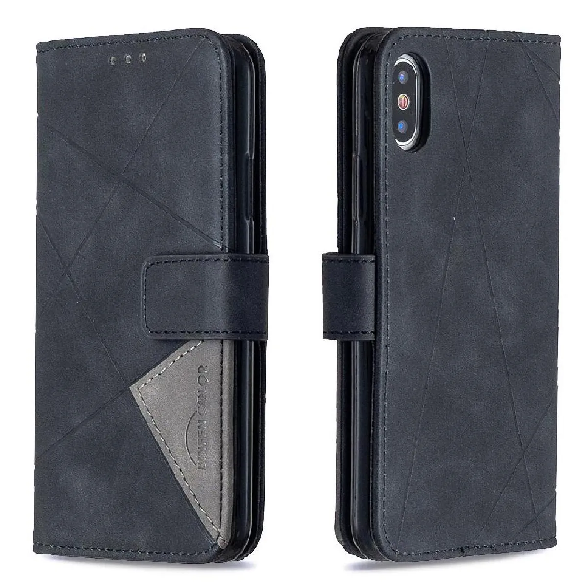 Générique Noir Étui Porte-Cartes Avec Support Apple Iphone Xs