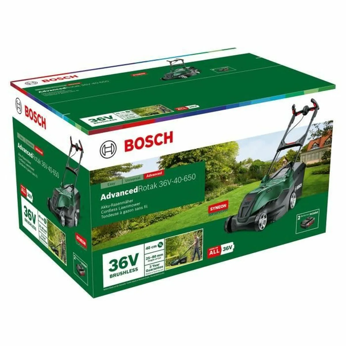 Bosch Tondeuse UniversalRotak 34V 26 1 largeur de coupe : 34 cm bac de ramassage 40 litres