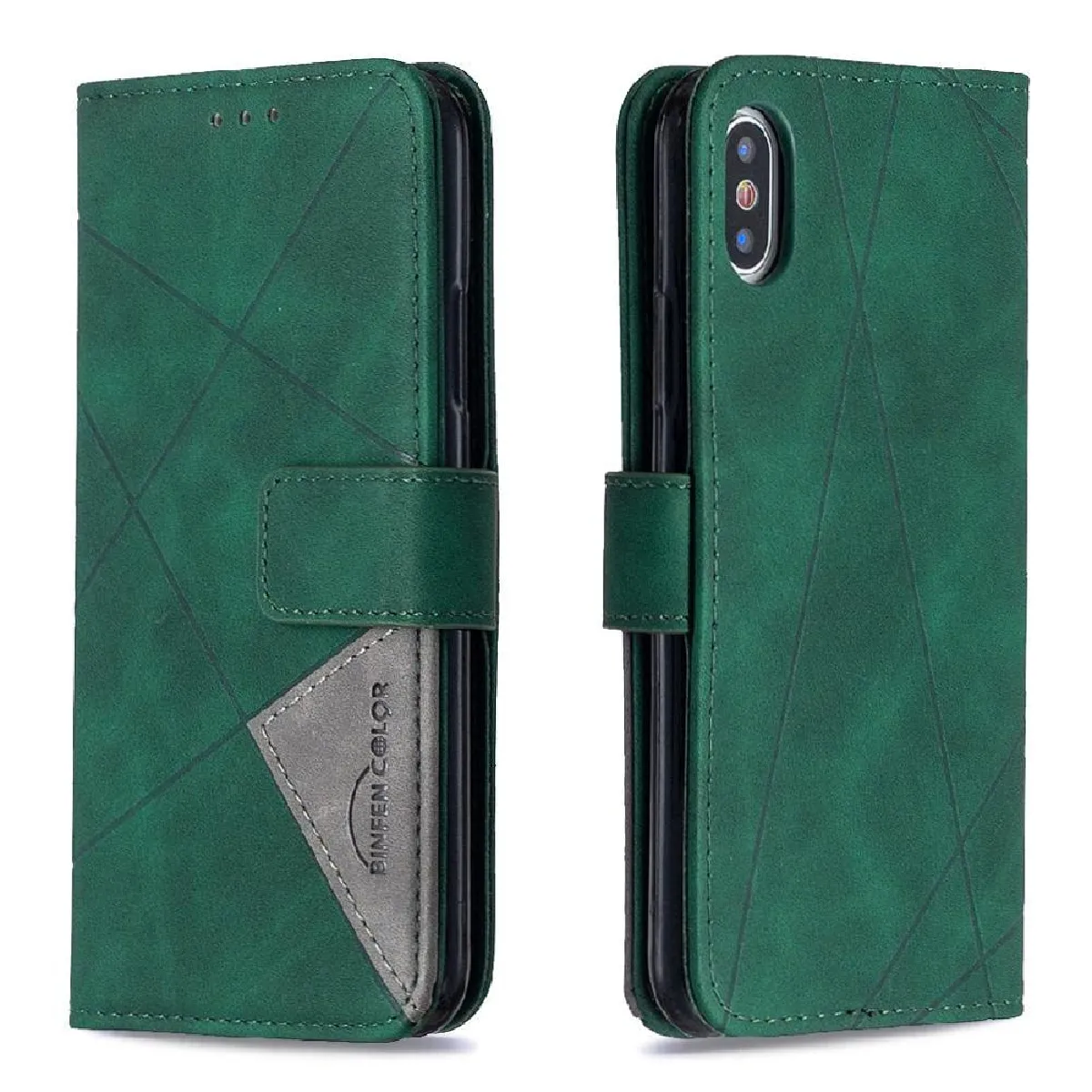 Générique Vert Étui Portefeuille Flip Apple Iphone X