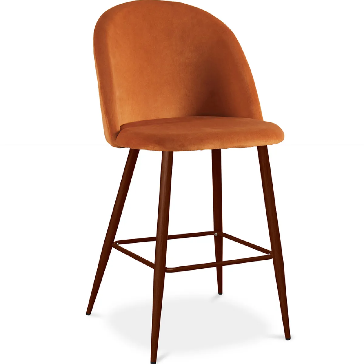 Tabouret tapissé en velours - Design scandinave - 66cm - Evelyne Orange rougeâtre