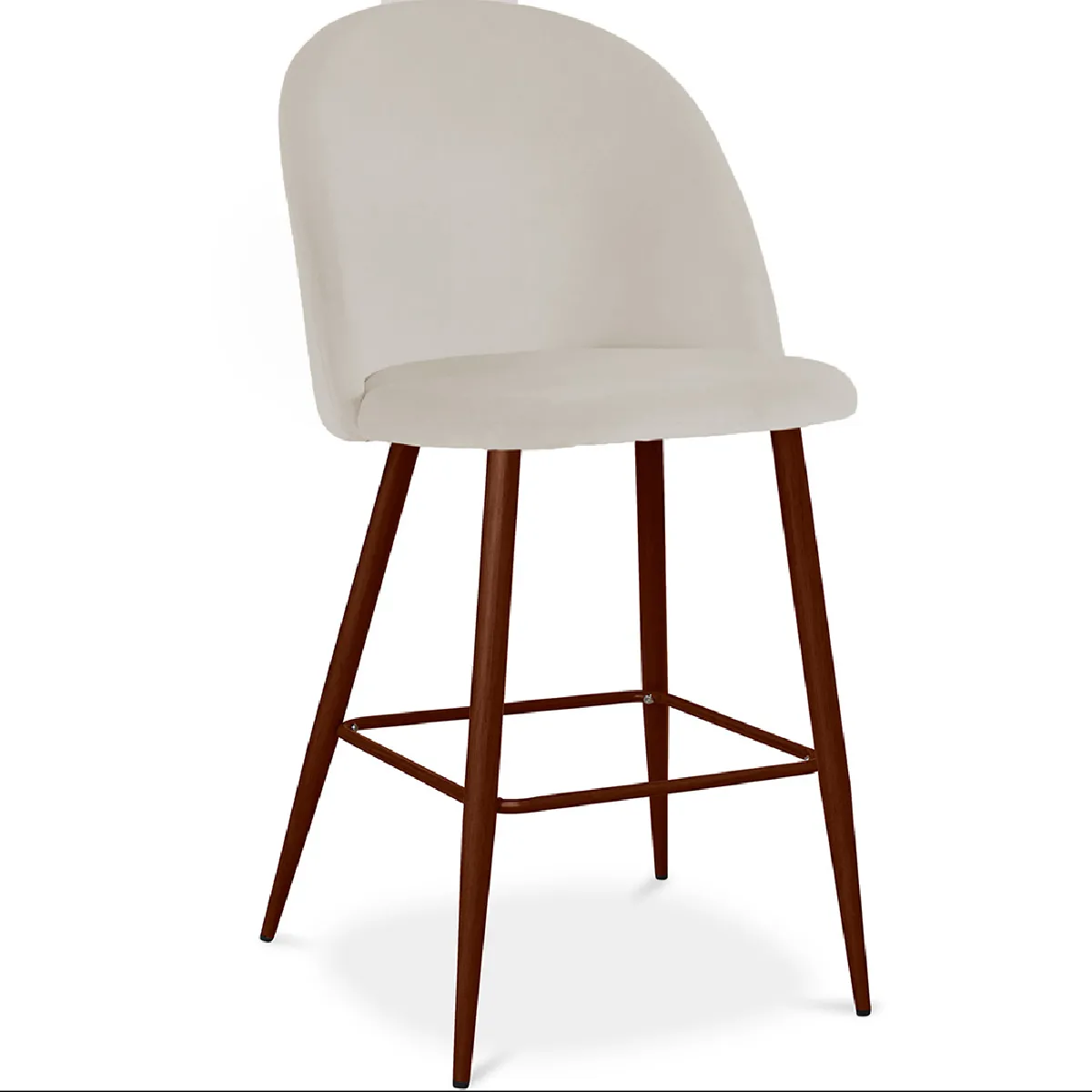 Tabouret tapissé en velours - Design scandinave - 66cm - Evelyne Beige