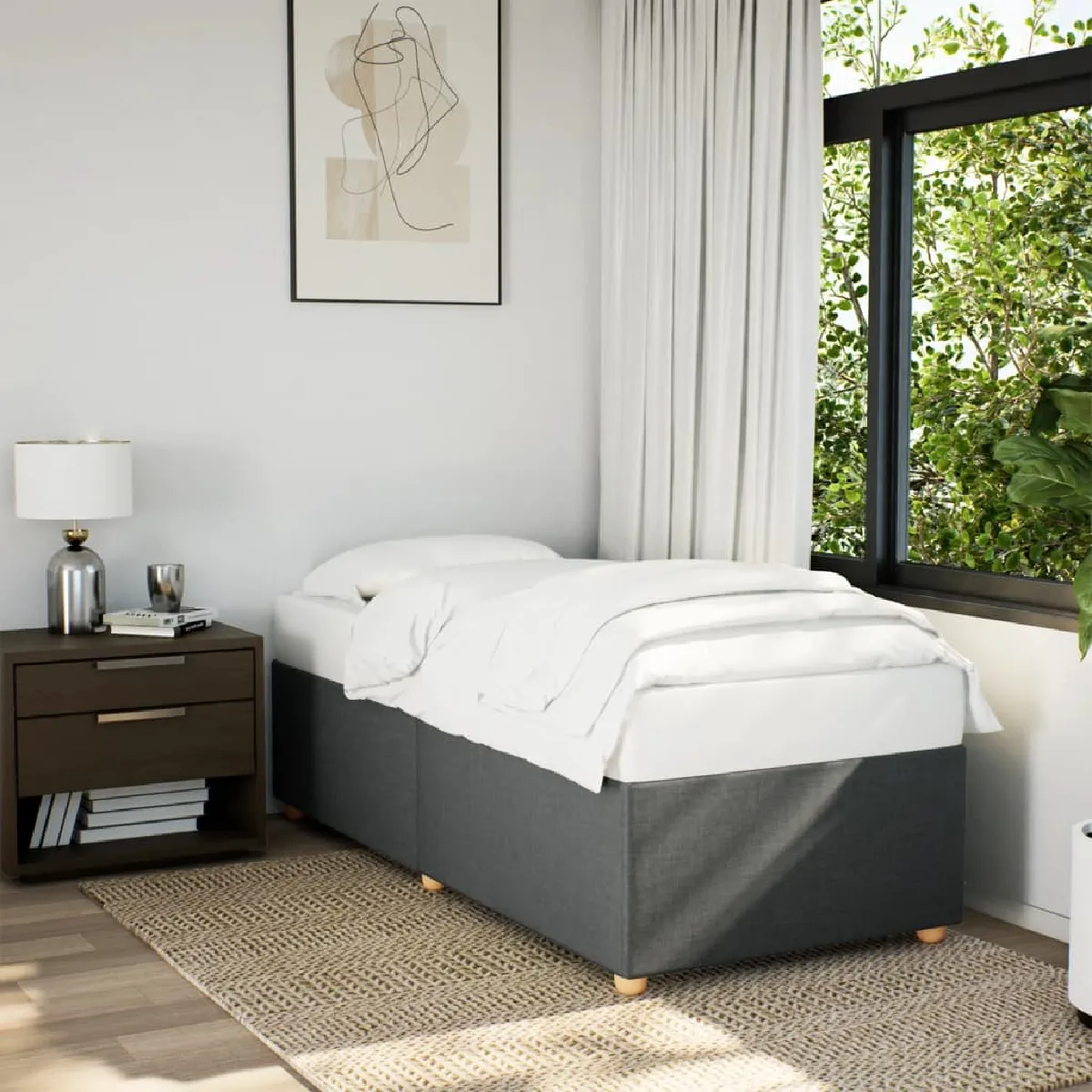 vidaXL - Cadre de lit - 100 x 200 cm - Gris foncé - Image 2