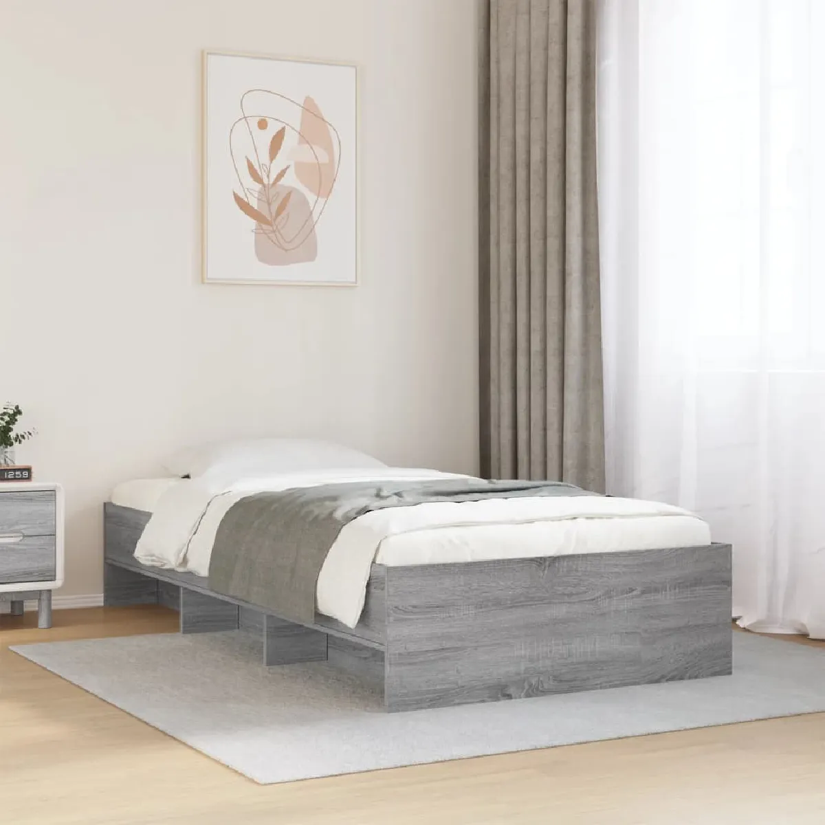 vidaXL Cadre de lit sans matelas sonoma gris 90x190 cm