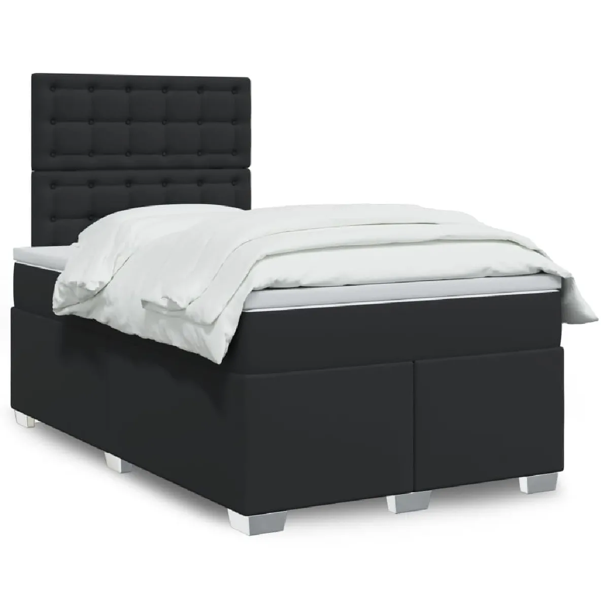 vidaXL Sommier à lattes de lit avec matelas noir 120x190 cm similicuir