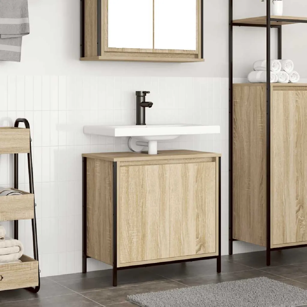 Meuble salle de bain vidaXL Chêne Sonoma