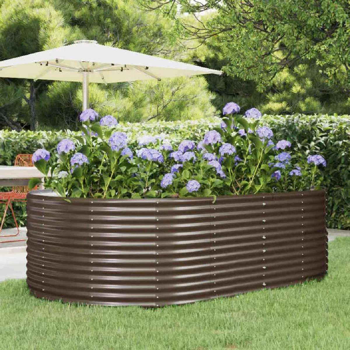 Vidaxl Marron Lit Surélevé De Jardin Acier Galvanisé