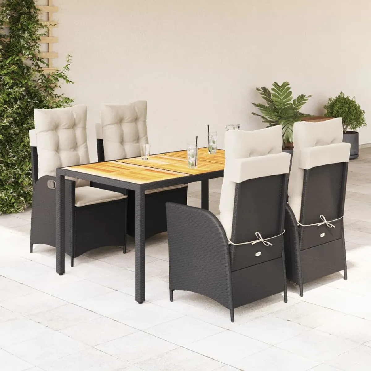 vidaXL Ensemble à manger de jardin coussins 5pcs résine tressée ensemble à manger dextérieur meuble à manger de 365420 - vue 2