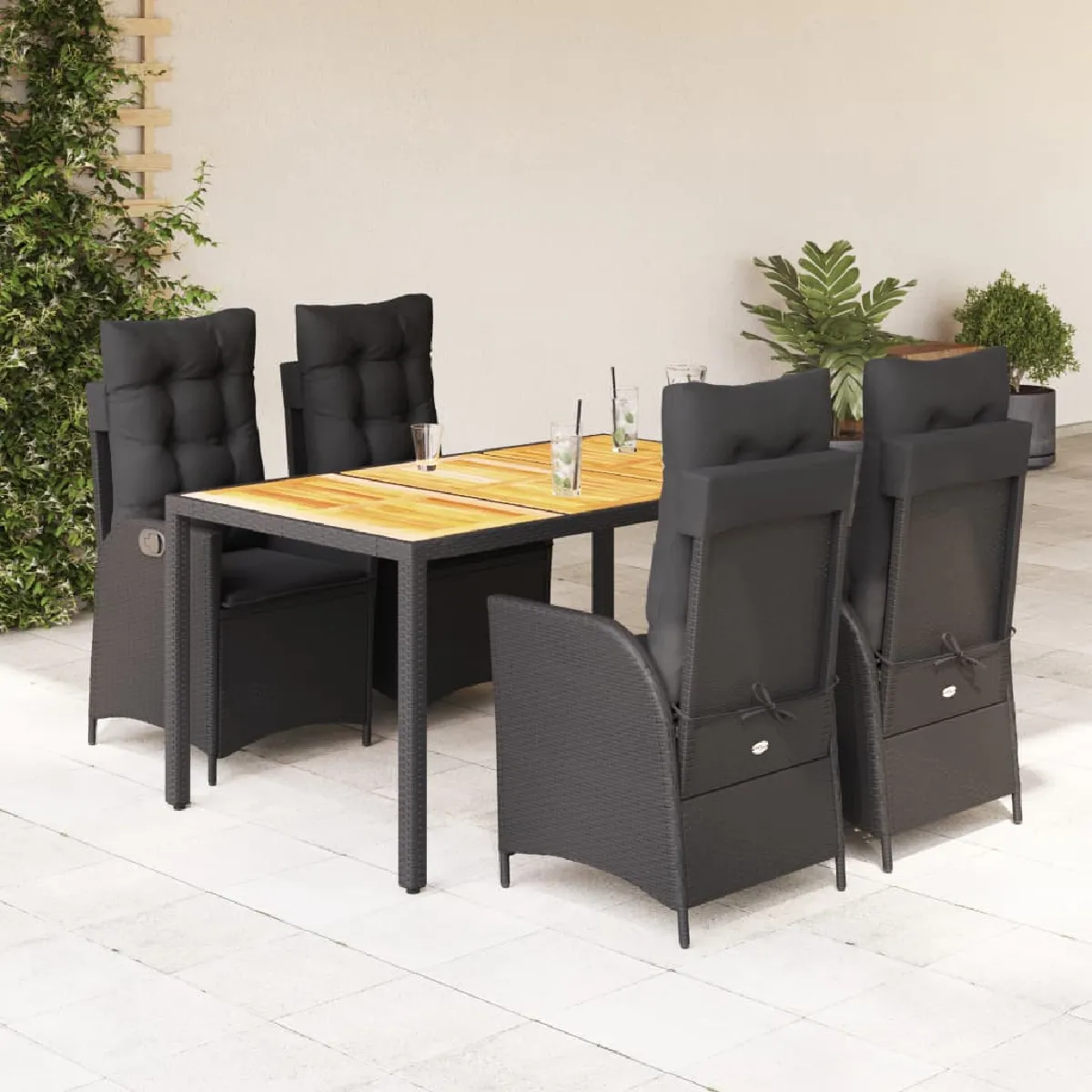Ensemble à manger vidaXL 5 pcs résine tressée - vue 2