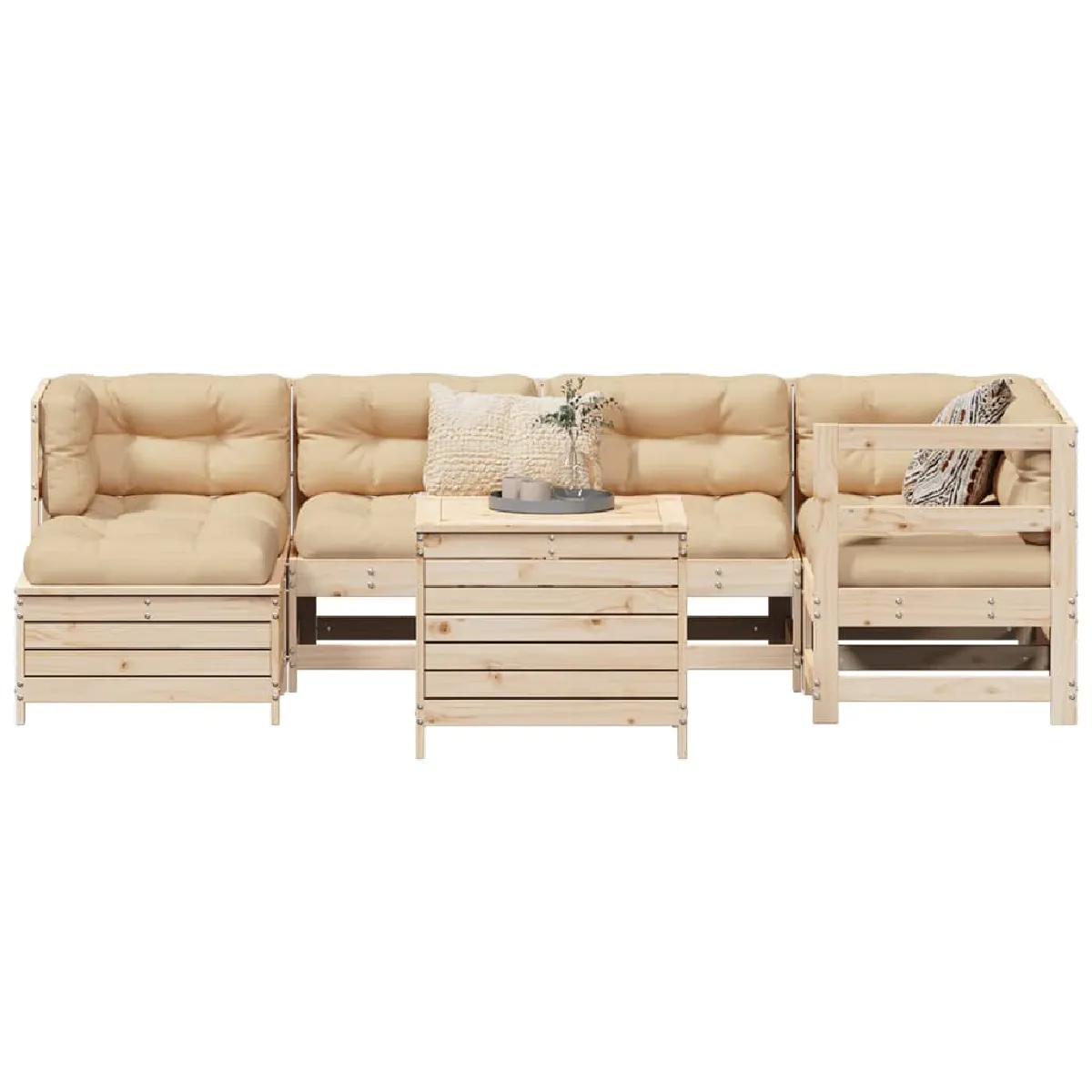 Vidaxl Salon de jardin 7 pcs - Bois de pin massif