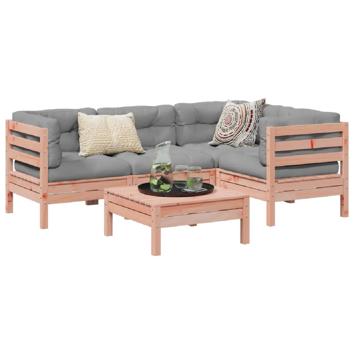 vidaXL Salon de jardin 5 pièces Bois massif douglas - vue 2