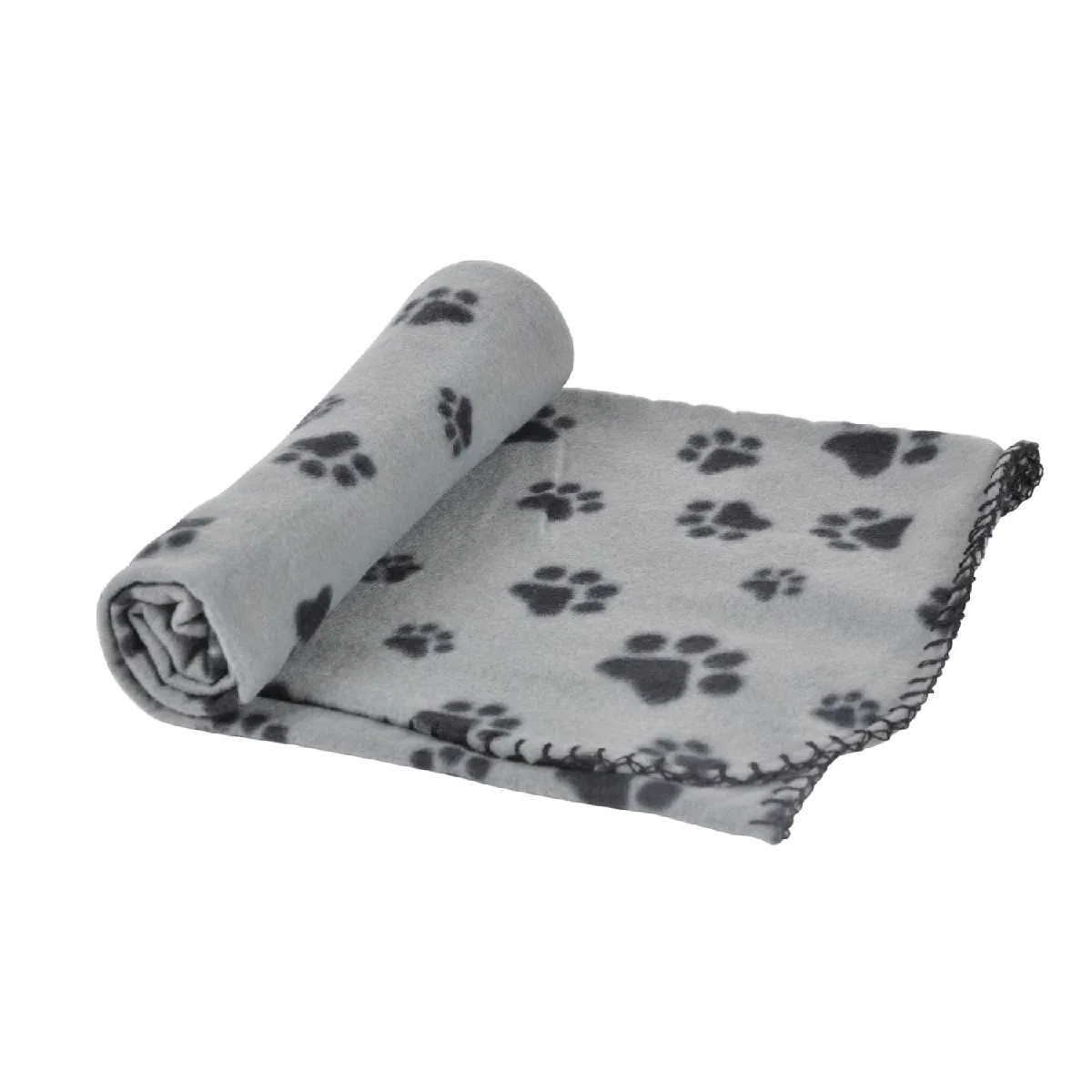 Meilleurs prix pour Plaid polaire imprimé pattes de chien - Gris et noir
