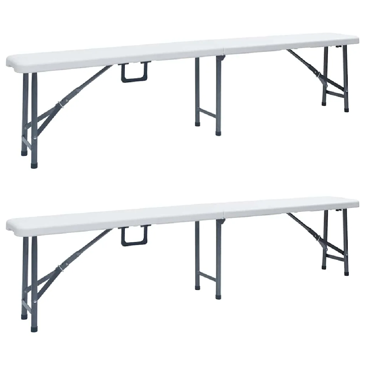 Vidaxl Blanc Bancs De Jardin Pliables Lot De 2 180 Cm Pehd