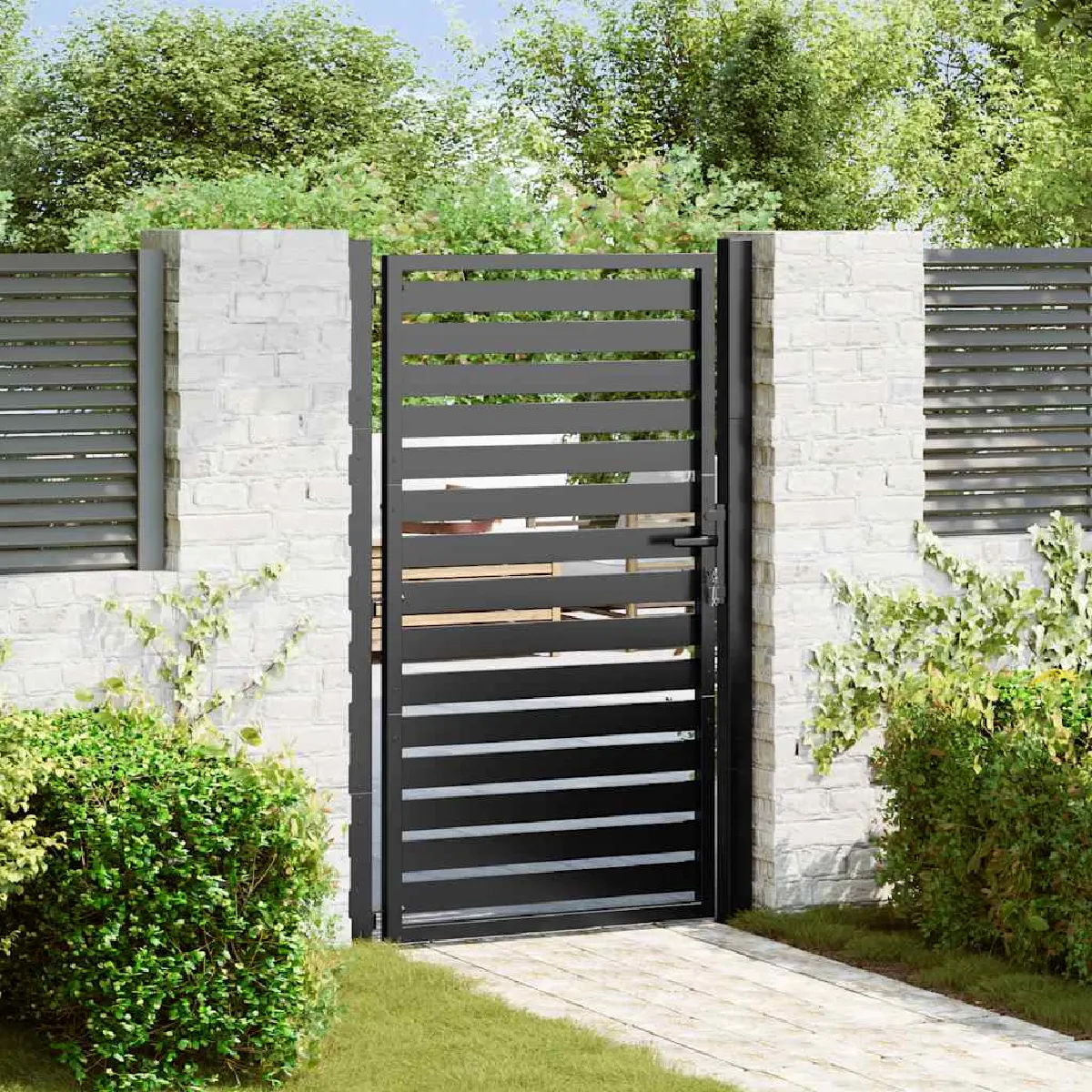 vidaXL Portail jardin 100x150 cm Aluminium - vue 2