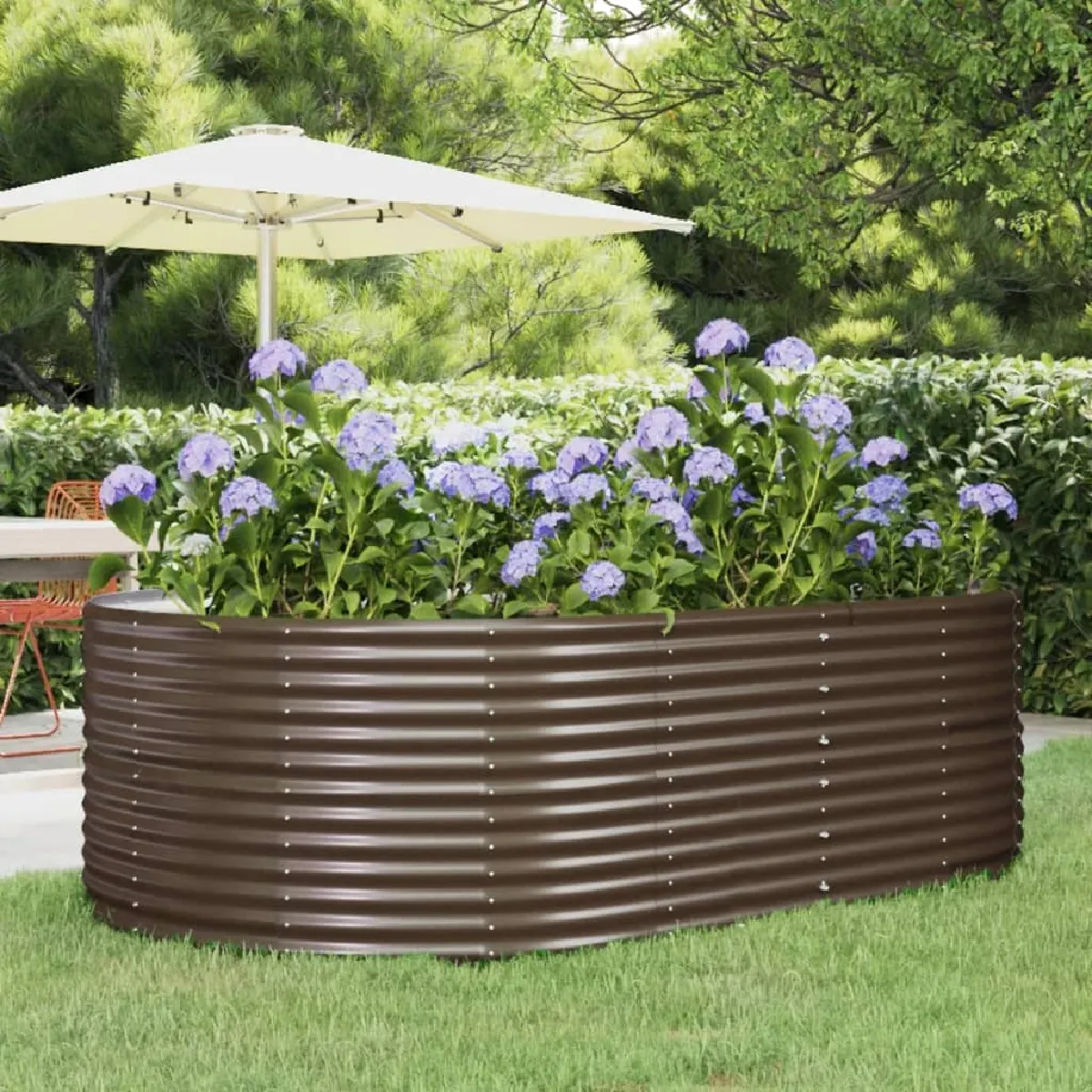 Vidaxl Marron Lit Surélevé De Jardin Acier Galvanisé