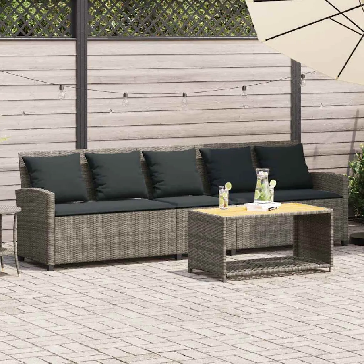 Vidaxl Canapé de jardin 5 places résine tressée - vue 2
