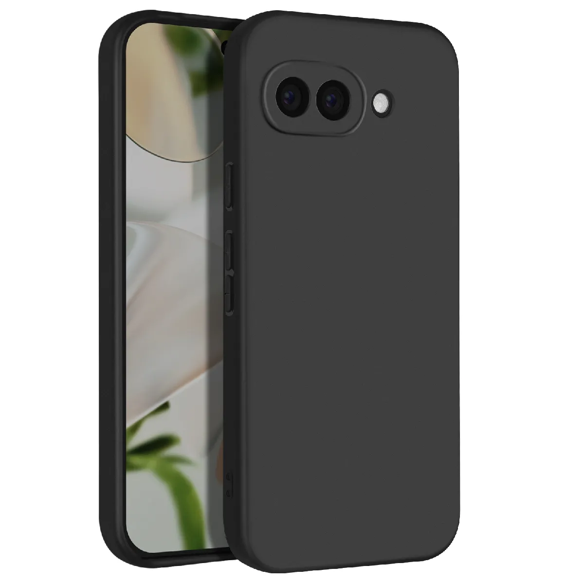 Avizar Noir Coque Pour Google Pixel 9A Silicone Souple Mat