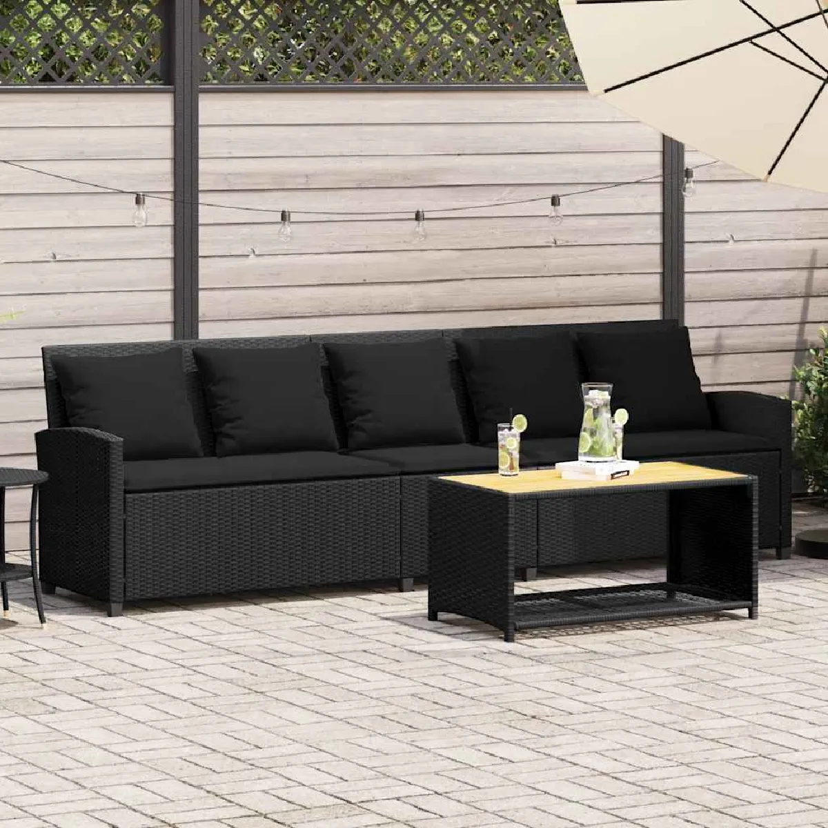 vidaXL Canapé de jardin avec coussins 5 places - vue 2