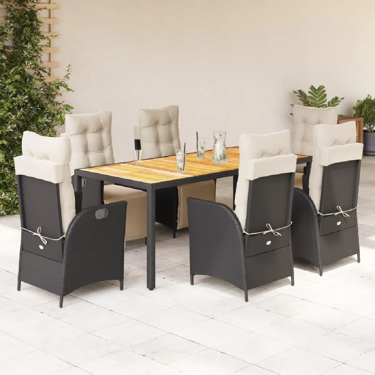 vidaXL Ensemble à manger de jardin coussins 7pcs Résine tressée - vue 5