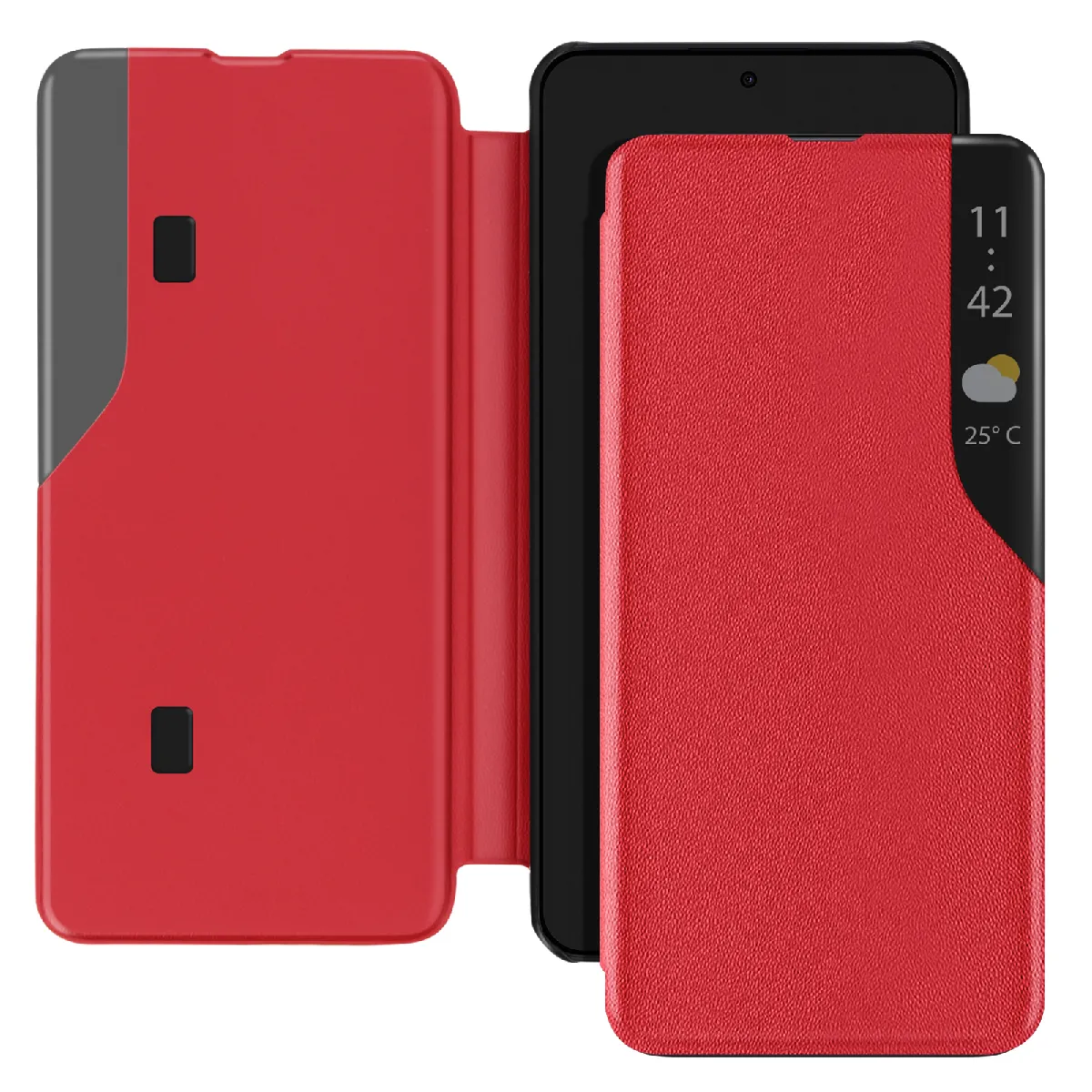 Avizar Rouge Étui Pour Xiaomi Redmi Note 14 5G Clapet Support Vidéo