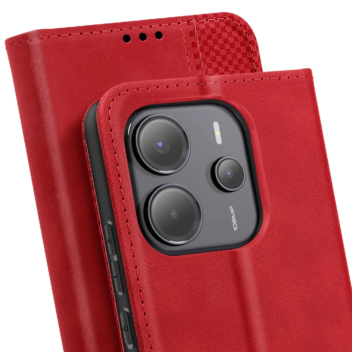 Étui Portefeuille Avizar Pour Xiaomi Redmi Note 14 5G / Poco M7 Pro - Support Vidéo - Gris Similicuir