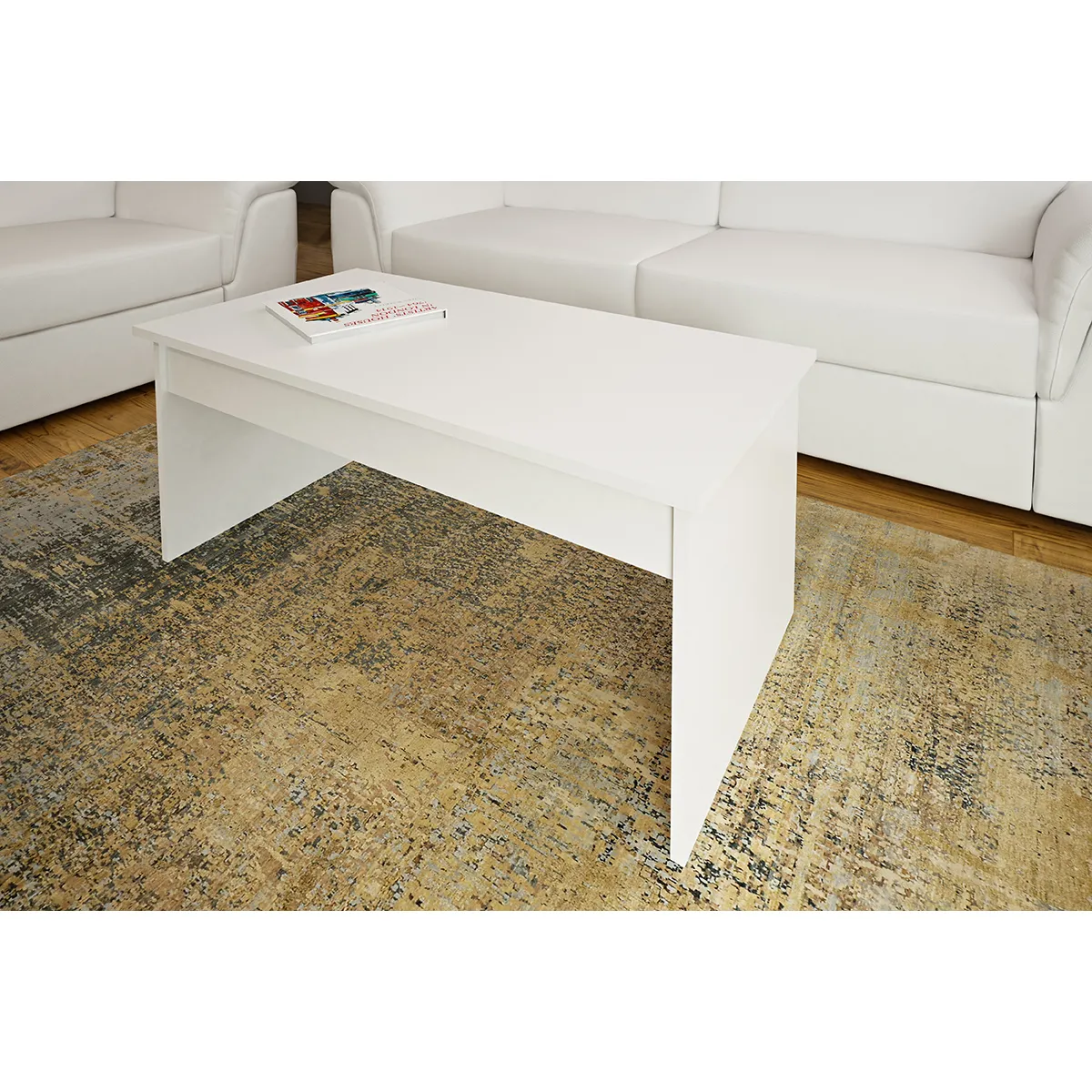 Comparer les prix de pegane Table de salon - Blanc - 100x50x41.6 cm