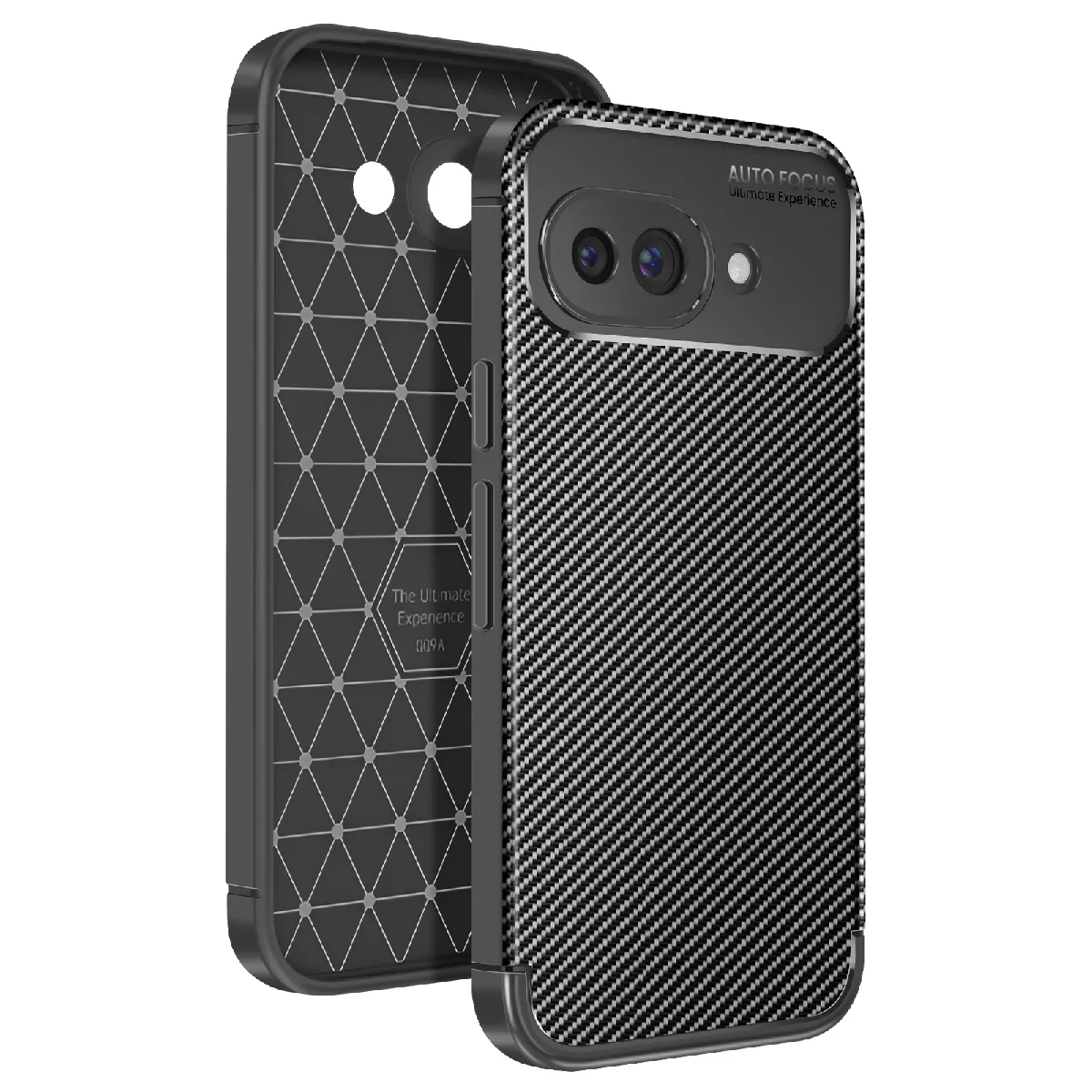 Avizar Noir Coque Carbone Pour Google Pixel 9A Silicone Antichoc Antidérapant