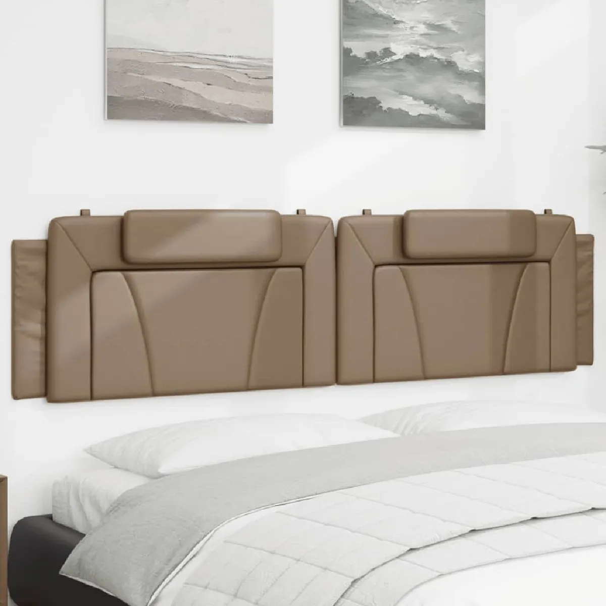 vidaXL Coussin de tête de lit cappuccino 200 cm similicuir