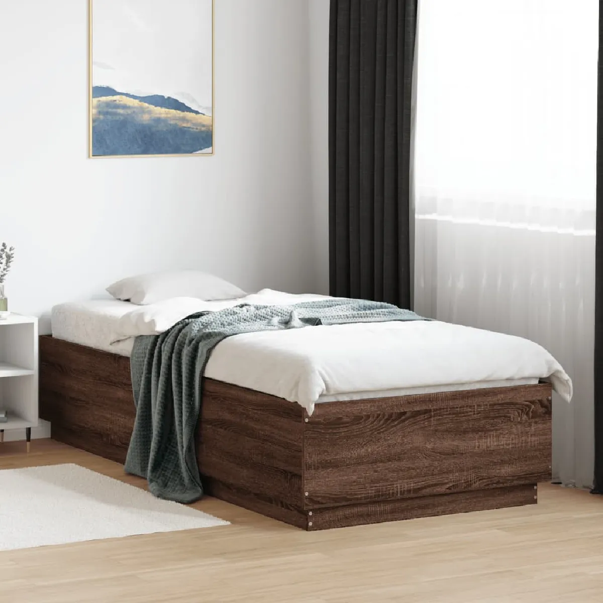 Vidaxl Marron Cadre De Lit Sans Matelas Chêne 90X200 Cm