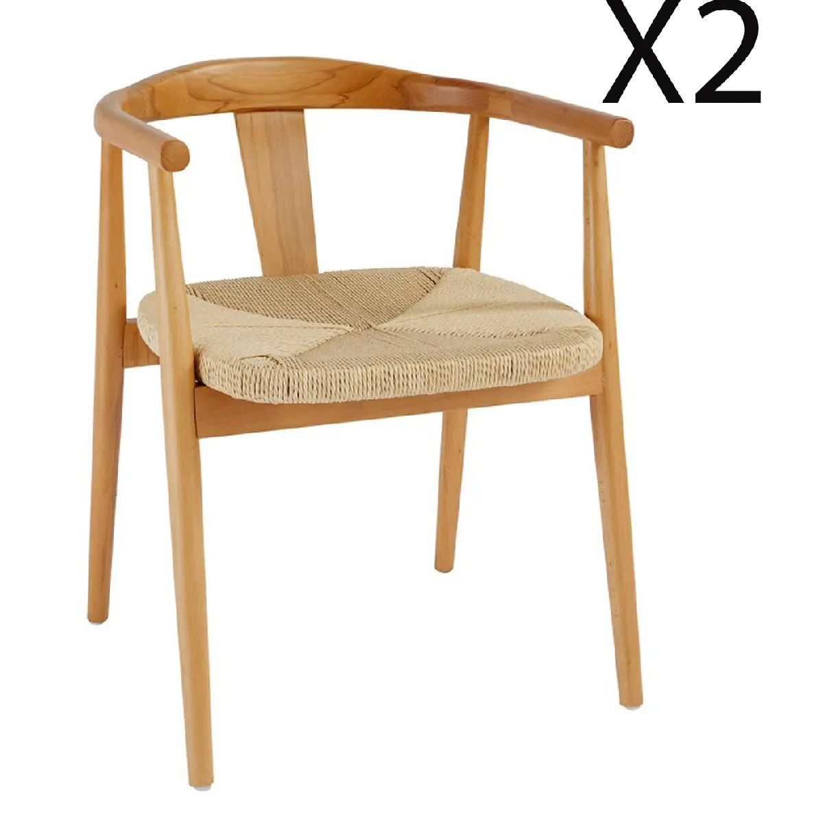 Pegane Lot de 2 fauteuils de salle à manger - Beige