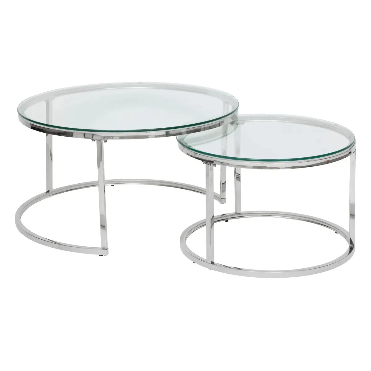 Meilleurs prix pour Pegane Set de 2 tables basses - Verre et acier inoxydable