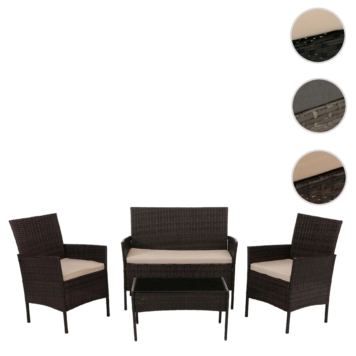 Mendler Ensemble table et chaises jardin - Marron Mendler Ensemble table et chaises jardin - Marron