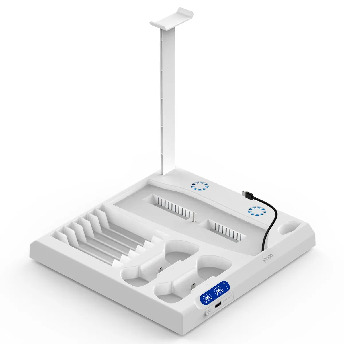 Ipega Blanc Support De Charge Tout-En-Un Pour Ps5 / Ps5 Slim Avec Ventilateur
