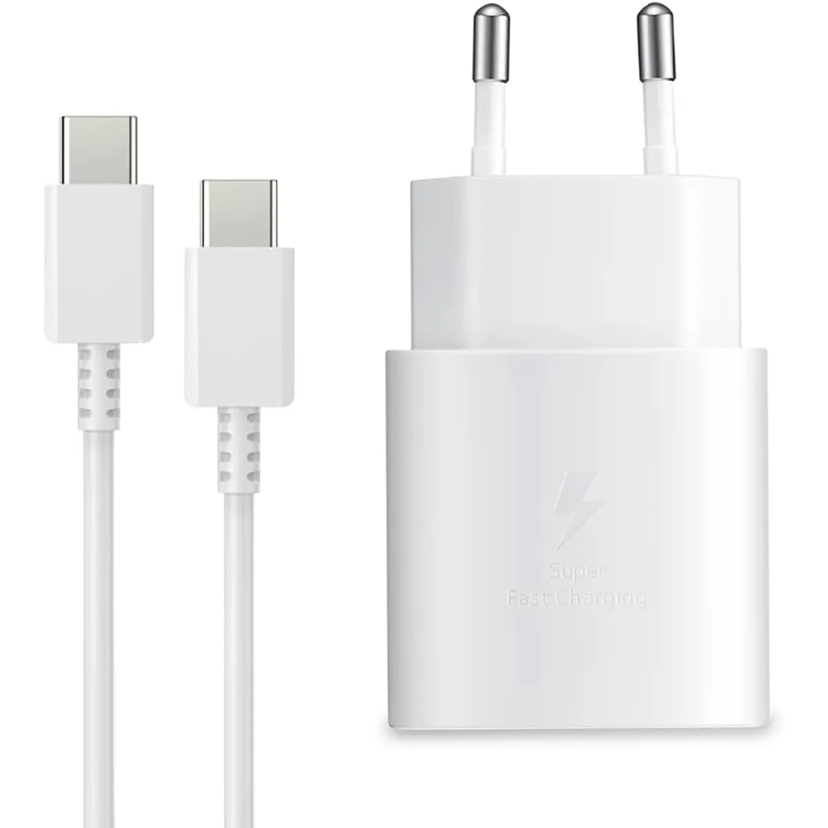 Little Boutik Blanc Chargeur Secteur Rapide Avec Câble Usb-C Pour Samsung S25 - 25 W