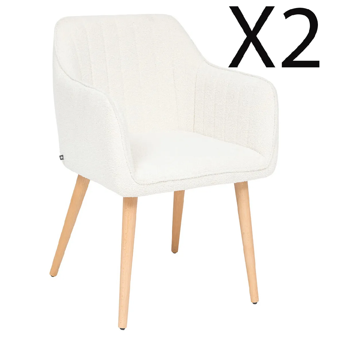 Pegane lot de 2 fauteuils en tissu - Blanc