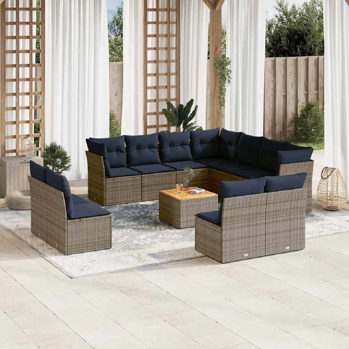 Salon de jardin vidaXL 12 pcs résine tressée